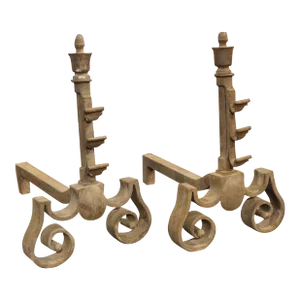 Pair of 18th Century Thickly Wrought Iron Chenets From France