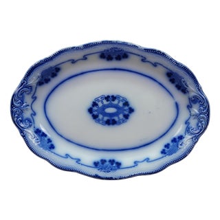 Antique Victorian W. H. Grindley "Lorne" Flow Blue Oval Serving Platter For Sale