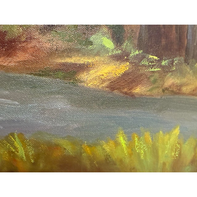 Brown Mid 20th Century Rita Yost Original Landscape Painting, Signed For Sale - Image 8 of 12