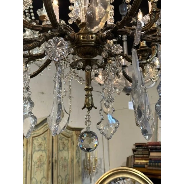 19th Century Large Scale English Gilt Bronze and Crystal Chandelier For Sale In Dallas - Image 6 of 10