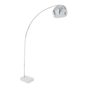 Crome Globe Marble Base Italian Mid Century Modern Adjustable Arco Floor Lamp