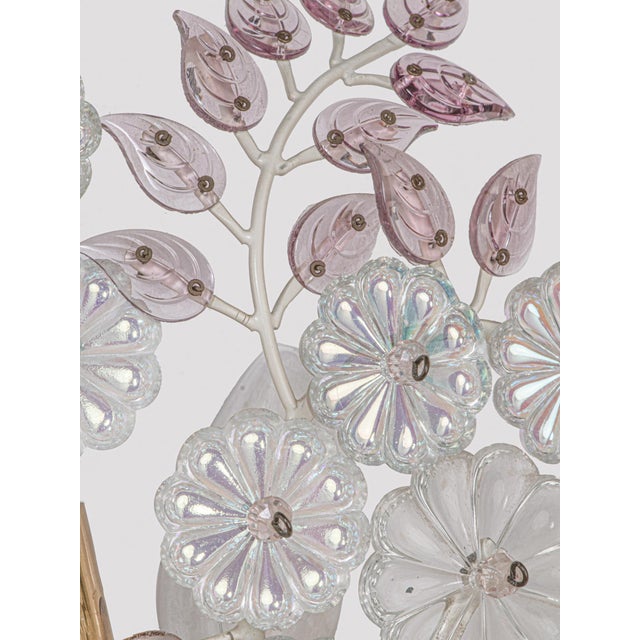 1950s Brass Wall Sconce with Crystal Flowers For Sale - Image 5 of 9