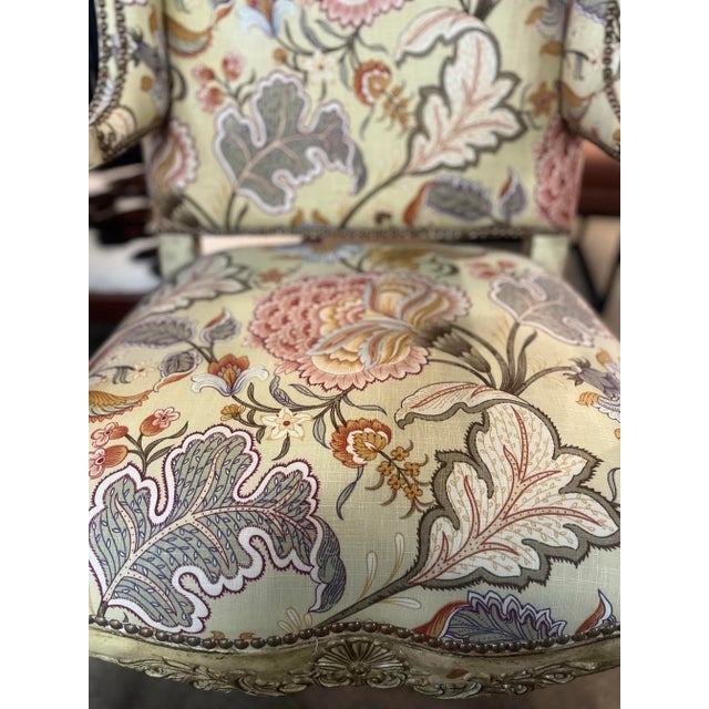 Wood Louis XIV French Rococo Chair With Floral Pattern For Sale - Image 7 of 7
