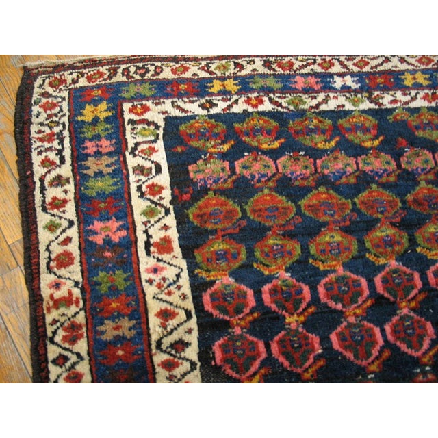 Tribal 1890s Blue Navy Geometric Antique Kurdish Tribal Rug 5'4" X 7'3" Wool Handknotted Carpet For Sale - Image 3 of 6