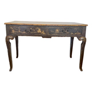 English Georgian Style Chinoiserie Lacquered Parcel Textured Gilt Desk For Sale