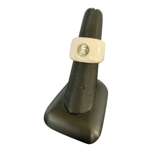 Chanel White Resin Ring, Size 6.5