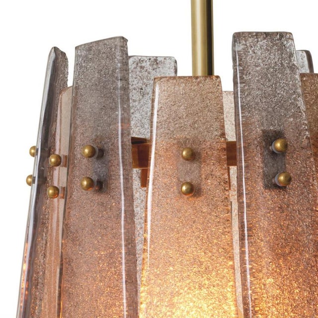 Pendant Light Vintage Brass Handmade Grey Smoke Glass For Sale - Image 6 of 8