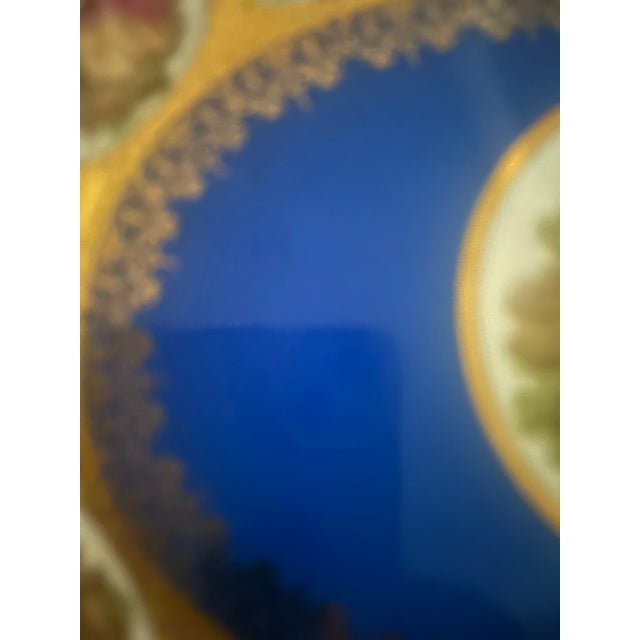 Vintage Schaller Bavaria Fragonard Porcelain Serving Tray | Cobalt Blue & Gold Gilt | Made in Germany For Sale - Image 4 of 11