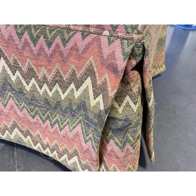 Groovy Flame Stitch Wing Chairs by Harden, a Pair, Wingback, Vintage For Sale - Image 12 of 12