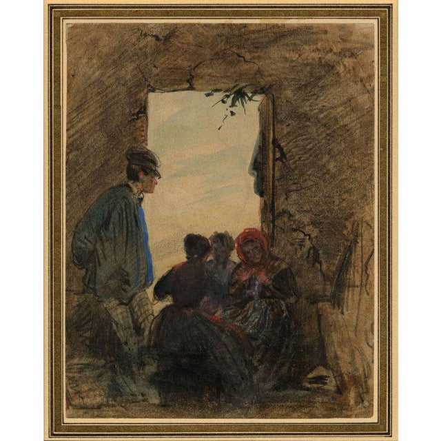An original early 19th-century watercolour painting, Possibly Charles Raymond Chabrillac, Peasants of the French...