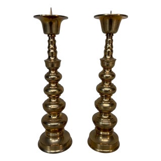 Japanese Shōwa Metal Candlesticks, 1950, Set of 2 For Sale