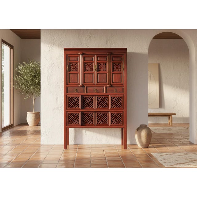 Unveiling a unique blend of beauty and functionality, this 19th-century Chinese kitchen cabinet offers a touch of...