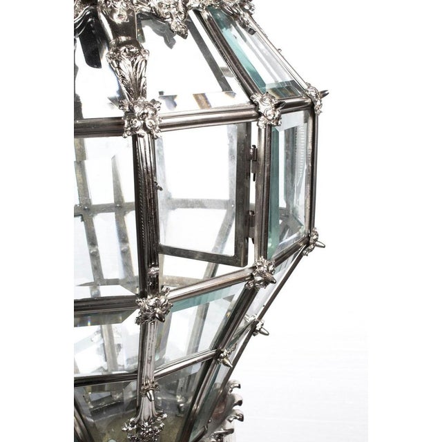 Metal Vintage Silvered Bronze Versailles Diamond Baluster Lantern, Set of 2 For Sale - Image 7 of 10