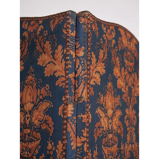 Antique Room Divider Paravent Folding Screen with Blue and Gold Fabric, 1900 For Sale - Image 9 of 11