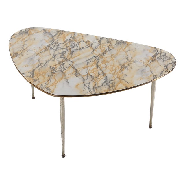 Mid-Century Modern Tripod Coffee Table with Marble Print Top, 1960s For Sale