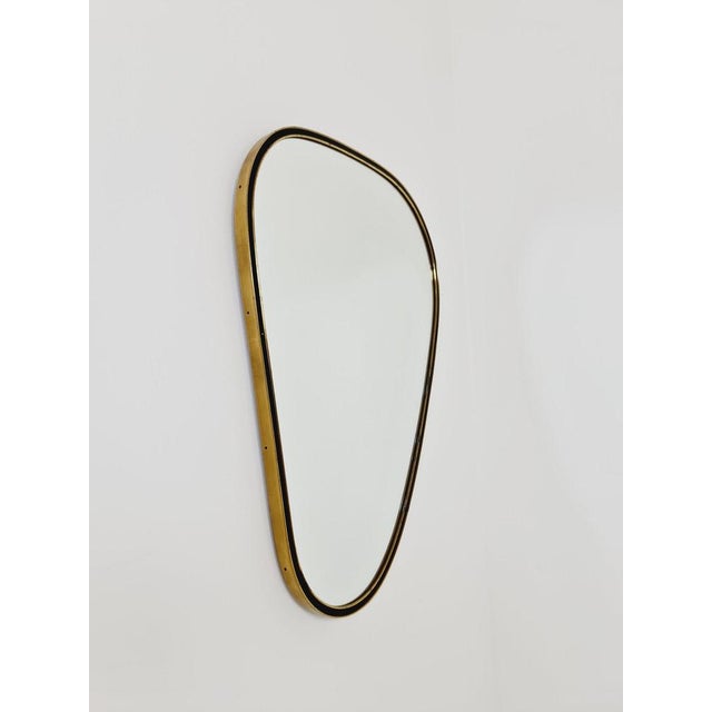 Mid Century asymmetric German brass Original kidney wall mirror from the 60s model Rockabilly Made in west Germany...