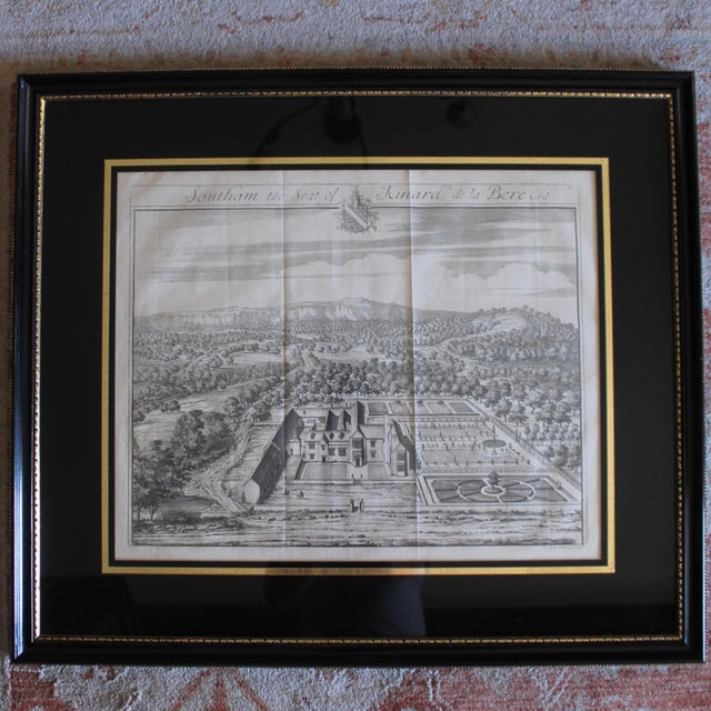 Black Pair of Bird’s Eye English Estate Views Engraved by Johannes Kip, 18th C. For Sale - Image 8 of 17