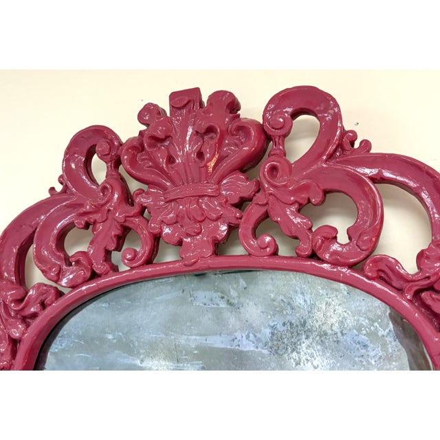19th Century Large Rococo/ Baroque Design Ornately Carved Wood Wall Mirror With Aged Glass For Sale - Image 18 of 18