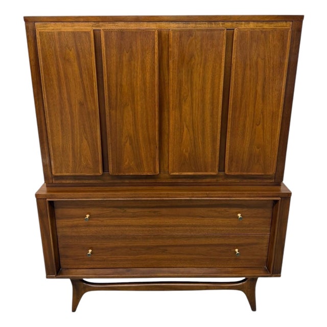 Mid-Century Modern Kent Coffey Insignia Walnut High Chest For Sale