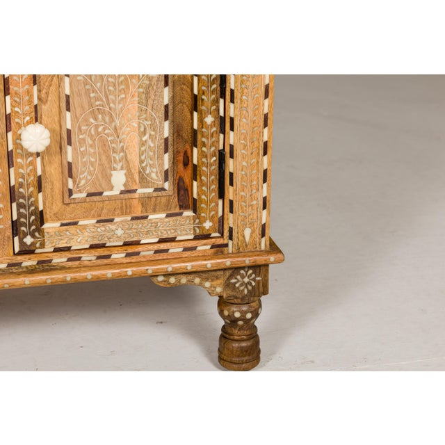 Anglo-Indian Style Mango Wood Buffet with Geometric Bone Inlay For Sale - Image 11 of 12