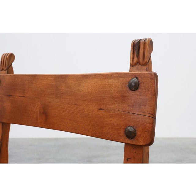 Rustic Iberian Carved Oak Side Chair, Spain, 1900 For Sale - Image 5 of 16