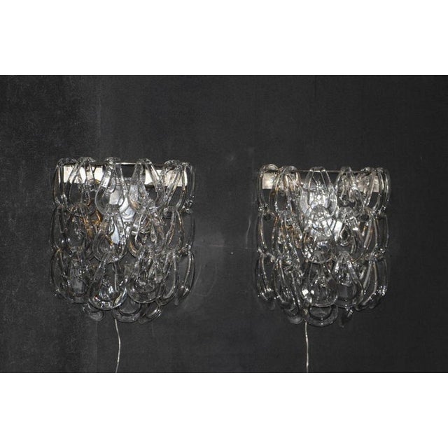 Clear Murano Glass Wall Lights by Angelo Mangiarotti for Vistosi, 1970s, Set of 2 For Sale - Image 8 of 18