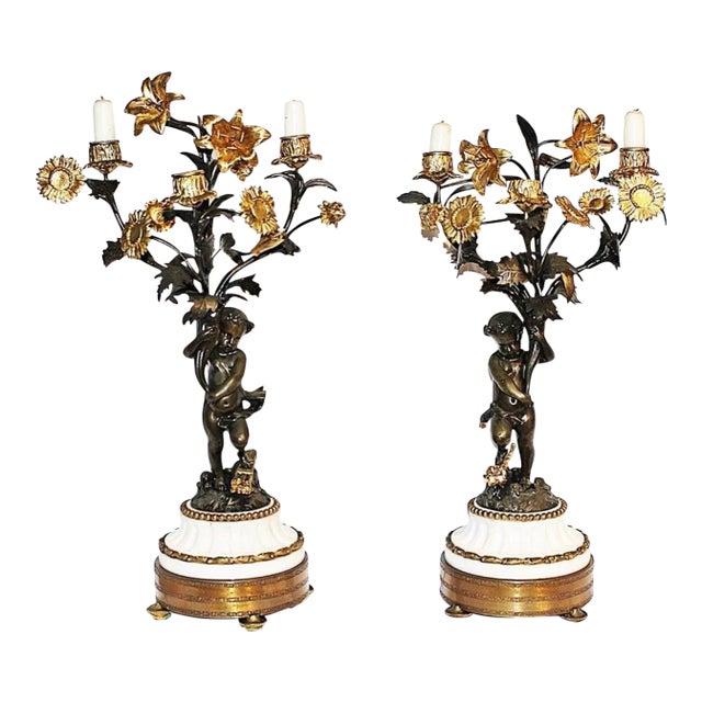 French Dore'-Bronze Candleabras - A Pair For Sale