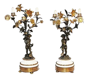 French Dore'-Bronze Candleabras - A Pair