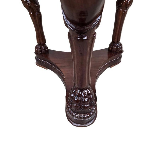 Late 20th Century Vintage Indonesian Neoclassical Style Winged Caryatid Marble Top Center Table For Sale - Image 5 of 8