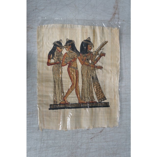 Textile Late 20th Century Vintage Egyptian Revival Mythical Souvenir Papyrus Painting Art - Set of 18 For Sale - Image 7 of 18