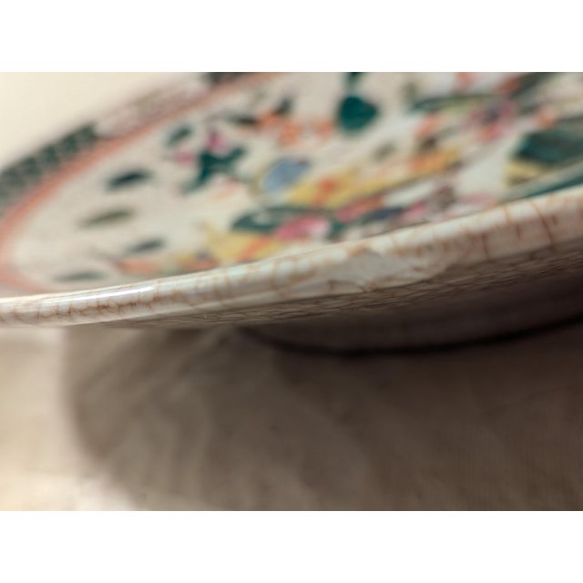 Antique Chinese Crackle Glaze Charger | Nezha Battle Scene | Famille Verte | Late Qing Dynasty c.1880–1920 For Sale - Image 11 of 12