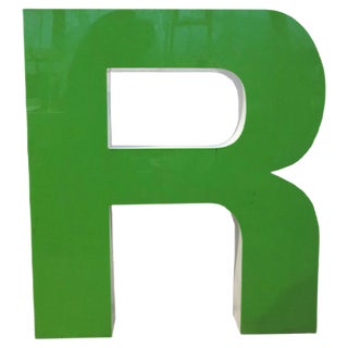 Large Vintage Green Decorative Letter R, 1970s For Sale