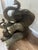 1990s Vintage Resin Mother and Baby Elephant Statue With Trunks Raised For Sale - Image 5 of 16