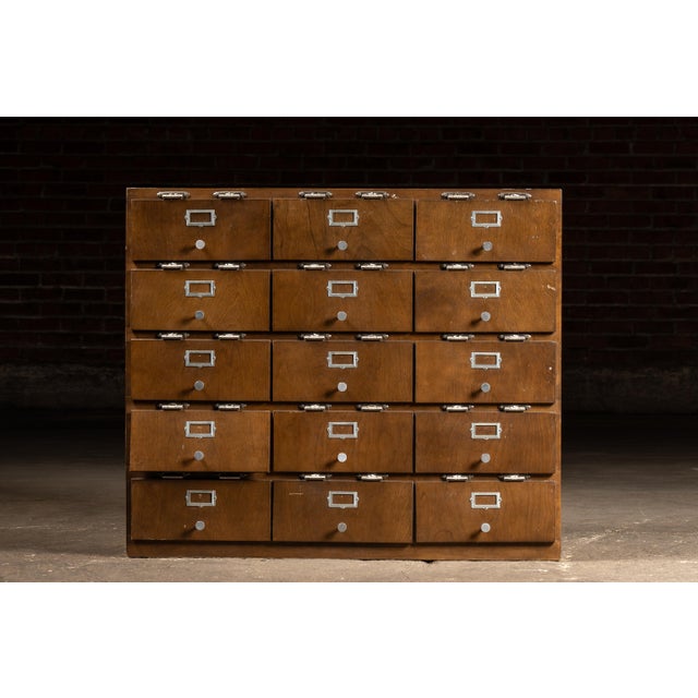 Industrial Vintage Oak Industrial Cubby Storage Cabinet With Hinged Faces For Sale - Image 3 of 7