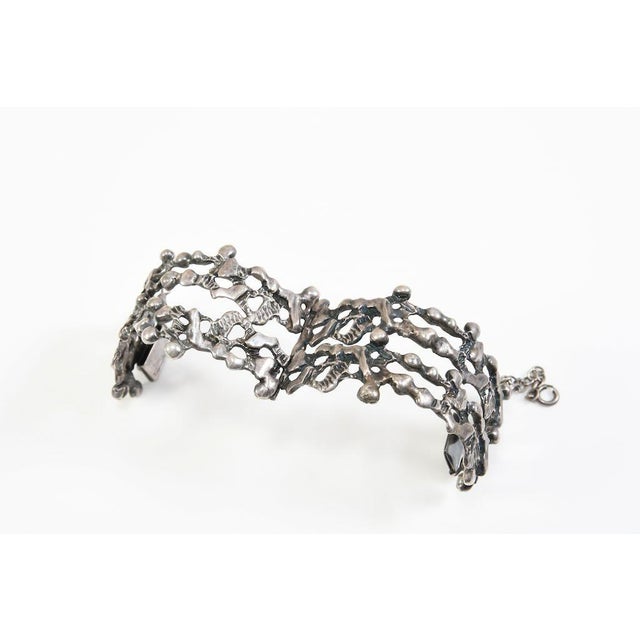 Mid-Century Modernist Brutalist 835 Silver Bracelet by Pegria in the style of Guy Vidal, Italy, 1960s For Sale - Image 6 of 10