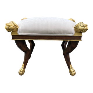 French Empire Carved Lion Head Bench For Sale