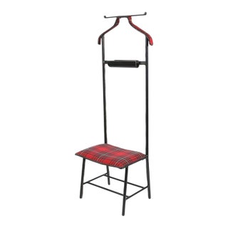 Jacques Adnet Valet Leather Wrapped With Original Tartan Plaid For Sale