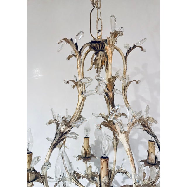 Myran Allan Luxury Italian Lighting Gold Leaf Finished Iron and Angel Wing Swarovski Crystal Chandelier For Sale In Atlanta - Image 6 of 7