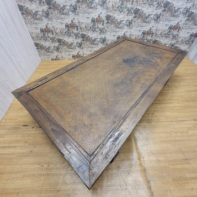 Antique Shanxi Province Ming Dynasty Elm and Rattan Coffee Table For Sale - Image 9 of 13