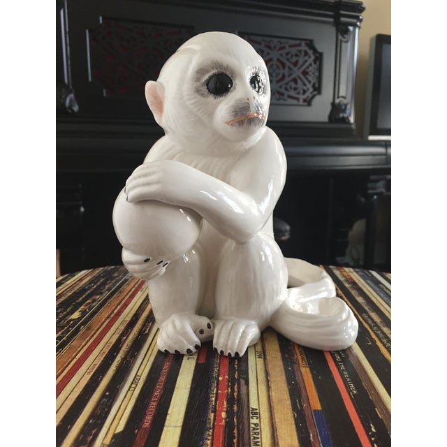 Ceramic Porcelain Ceramic Mottahedeh White Capuchin Monkey — As Seen at Elvis Presley's Graceland! For Sale - Image 7 of 8