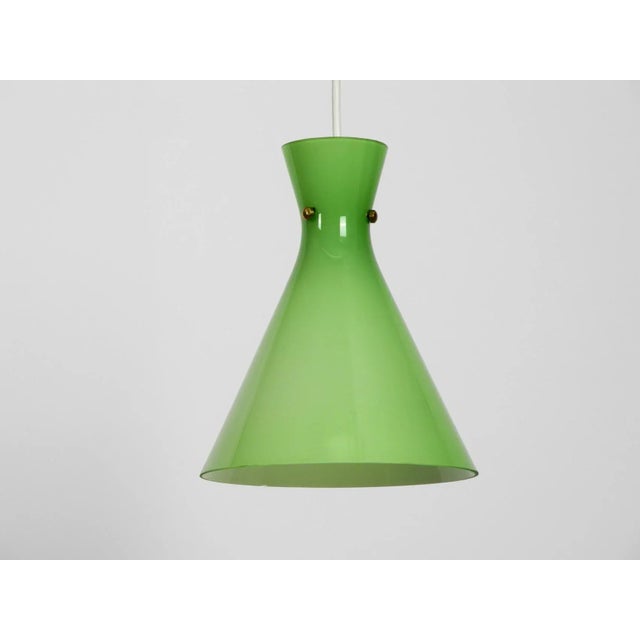 Mid-Century Austrian Green Glass Diabolo Pendant Lamp For Sale - Image 12 of 14