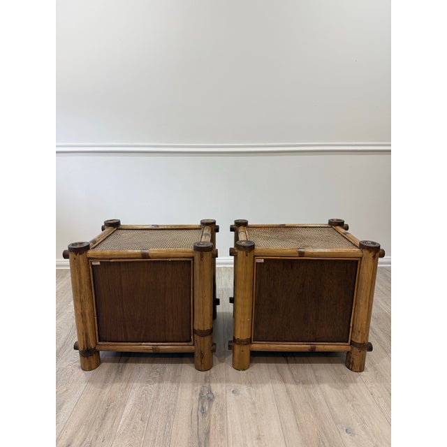 Pelican Reef Vintage Bamboo and Rattan Pair of Nighstands For Sale - Image 10 of 12
