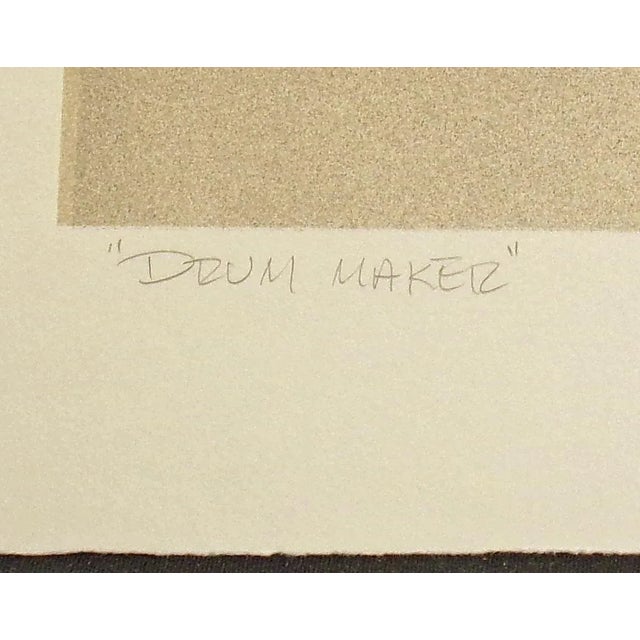 Printmaking Materials 1984 "Drum Maker" Western Lithograph by John Axton For Sale - Image 7 of 7