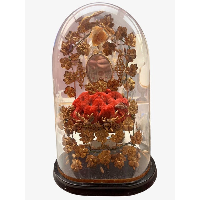 19th-C.French Victorian Bridal Wedding Glass Cloche For Sale - Image 13 of 16