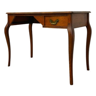 Antique Tiger Oak Writing Desk With Cabriole Legs – John Stengel & Co. For Sale