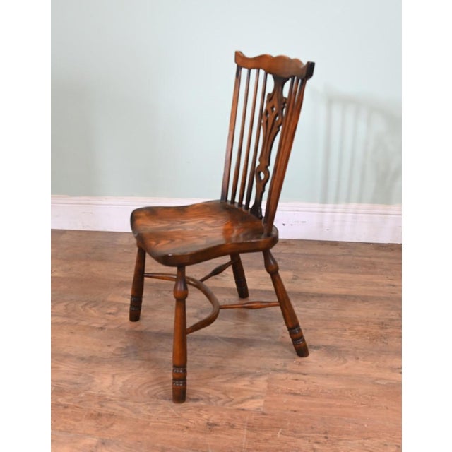 Brown Oak Refectory Table and Windsor Dining Chairs, Set of 9 For Sale - Image 8 of 15