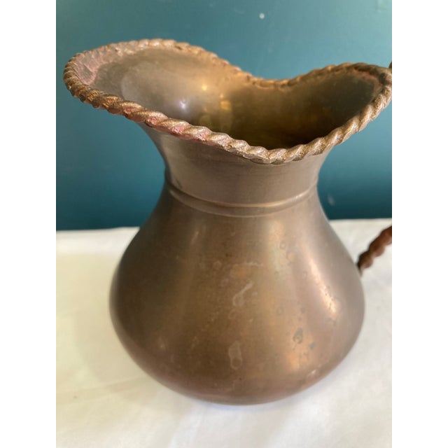 Vintage Hammered Brass Pitcher With Twisted Handle For Sale - Image 10 of 13