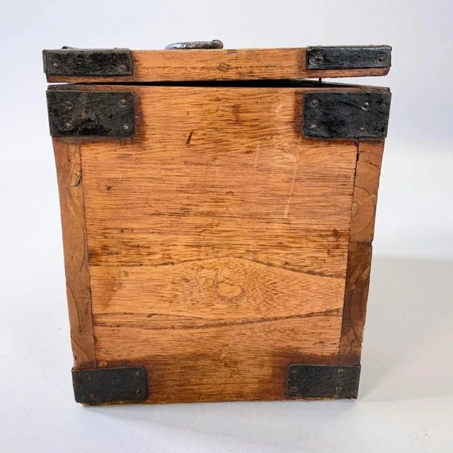 Antique Japanese Iron Mounted Tansu Suzuribako Wood Box For Sale - Image 9 of 11