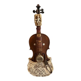 Mixed Media Violin Wall Sculpture Titled Baby For Sale
