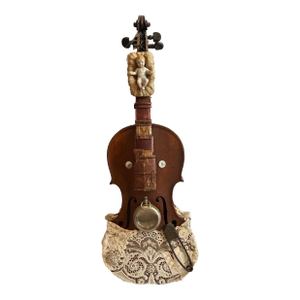 Mixed Media Violin Wall Sculpture Titled Baby